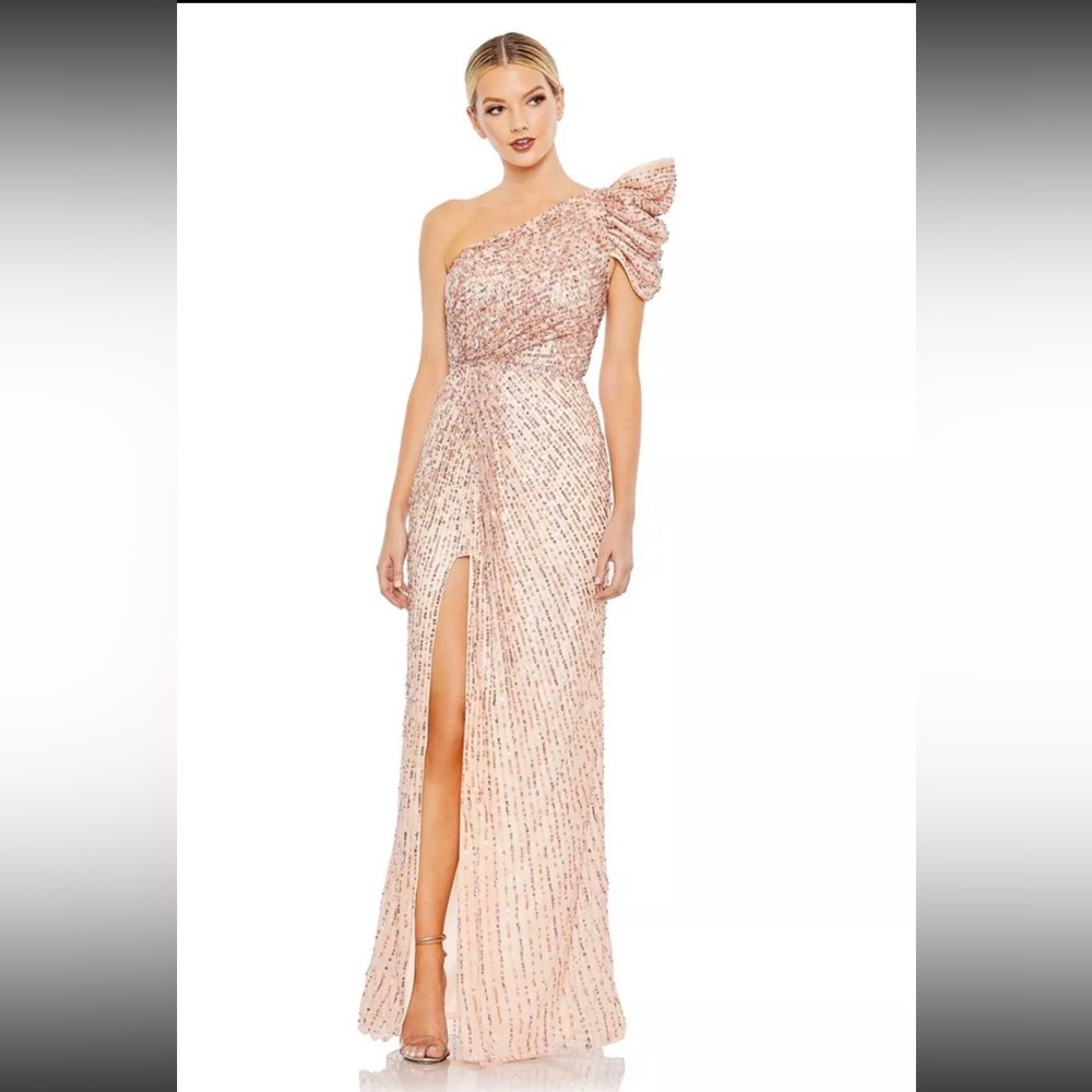 Mac Duggal Peach Sequin Dress